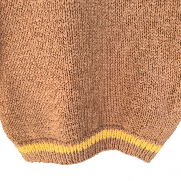 Vintage handmade knit Brown and yellow striped long sleeve sweater size S - Picture 7 of 8